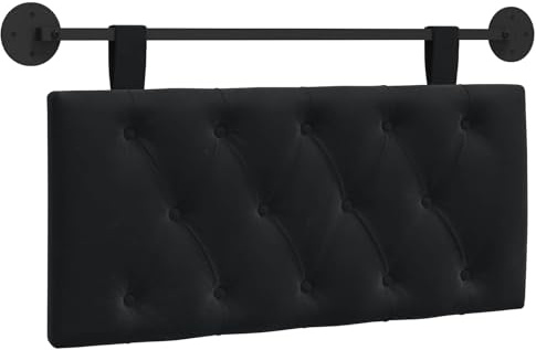 vidaXL Hängendes Kopfteil Schwarz Samt, Schlafzimmer, modernes Wand-Kopfteil, rechteckig mit Samtbezug, gesteppt, Holzwerkstoff, platzsparende Dekoration