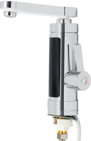Rubinetto elettrico scaldacqua istantaneo 3000 W con indicatore di temperatura LED, girevole a 360°, rubinetto da cucina e bagno, miscelatore ad acqua calda istantanea in acciaio inox, IPX4