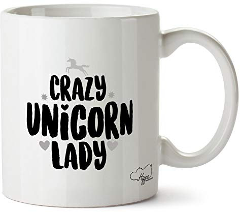 Hippowarehouse Crazy Unicorn Lady Printed Mug Cup Ceramic 10oz