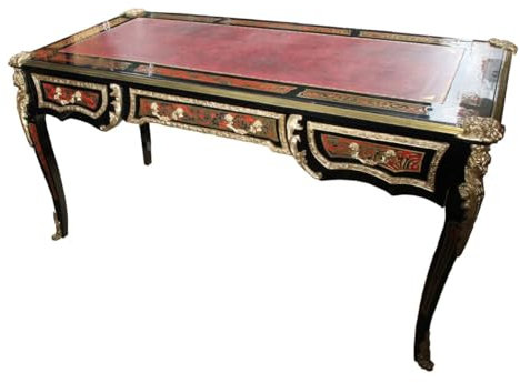 Casa Padrino Barock Boulle Schreibtisch Schwarz/Gold/Rot - 161 cm x 83 cm x H 82 cm