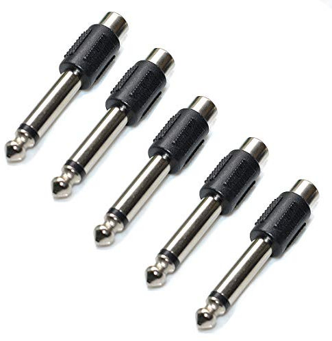 Oiyagai 5 Pezzi Adattatore Audio RCA Femmina a 6.35mm (1/4) Maschio per Mixer e Microfono (Singola Traccia)
