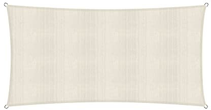 Lumaland Sonnensegel Rechteckig 5 x 7 Meter | Wetterbeständiger Sonnenschutz inkl. Befestigungsseile | Terrasse, Garten & Balkon Schattenspender aus HDPE Segelstoff mit UV Schutz [Creme]