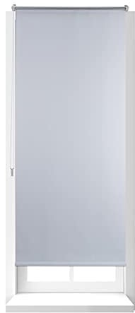 Relaxdays Estor Opaco Enrollable sin Taladrar, Tela-Aluminio, Ancho Tejido 66 cm, 70 x 160 cm, Blanco, 70 X 160