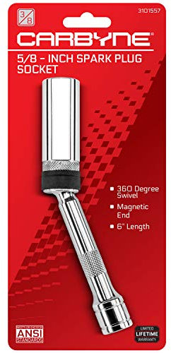 CARBYNE 5/8 Spark Plug Socket - Magnetic Swivel. 3/8 Drive, 6 Overall Length, 6-Point.