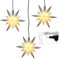Dekohelden24 3er Set Flache Weihnachtssterne/Fenstersterne aus Kunststoff in weiß, inkl. LED Beleuchtung und Adapter, für Innen und Außen geeignet. Maße je Stern L/B/H: 13,5 x 5,5 x 12 cm.