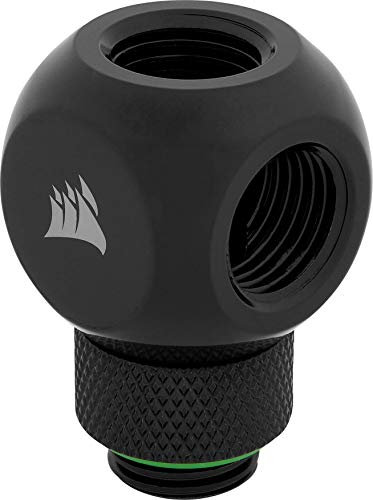 Corsair Hydro X Series, Rotary Divisor en Y (Las Roscas de BSPP G1/4, Latón Sólido, Mecanismo de Rotación Firmemente Sellado, Optimizado para Grandes Caudales) Talla única, Negro