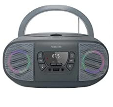 RADIO CD FONESTAR BOOM-GO-G GRIS 4W RMS BLUETOOTH FM USB/MP3 AUX IN SALIDA AURICULARES EFECTOS LUMINOSOS