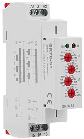Rele Temporizador,Rele 220v,Relé Retardo de Tiempo,GRT8-S1 Mini temporizador de ciclo asimétrico ENCENDIDO/APAGADO Repetir ciclo de tiempo DIN Rail