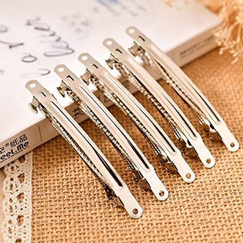 Egurs Metall Haarspange 100 Stück Silber Französisch Haarspange DIY Basteln Haarschleife Haarschmuck 9.5cm