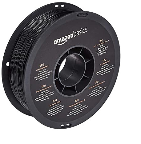 Amazon Basics 3D-Drucker-Filament aus TPU-Kunststoff, 1.75 mm, 1-kg-Spule, Schwarz