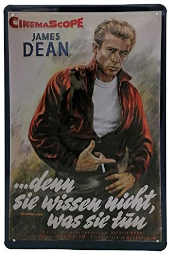 30 x 20 cm Retro Blechschild passend für James Dean Film Fans, Deko Kino Schild, geprägtes Stahlblech