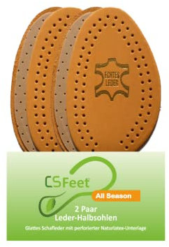 MADE IN GERMANY 2 Paar All Season Halbsohlen für Schuhe aus Leder Gr. 41/42 - Glattes Schafleder mit perforierter Naturlatex-Unterlage
