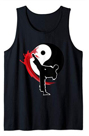 Karaté Taekwondo Coup de pied d'art martial Yin Yang Débardeur