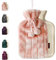 Ram® Large Cosy 2L Litre Rubber Hot Water Bottle with Faux Fluffy Cover Pink