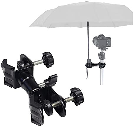 Hosoncovy Metal Tripod Umbrella Clip Outdoor Camera Tripod Umbrella Holder Tripod Umbrella Clamp Photography Accessory