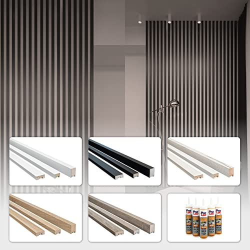 HEXIM 2,7m Lamellen MDF Holz - Lamellenwand Raumteiler Top Design Holzlamellen Wandverkleidung - (Musterstück - Eiche Sonoma) Lamellen Paneele Gastro