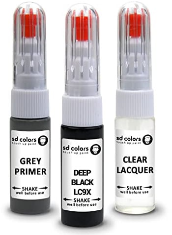 SD COLORS Lackstift LC9X Deep Black Pinsel Reparatur Fix (Lack + Lack + Grundierung), 3 Stück (1er Pack)