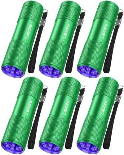 LEAGY Paquete de 6 luces LED UV ultra violeta luz negra 9 LED luz al aire libre etc (Verde)