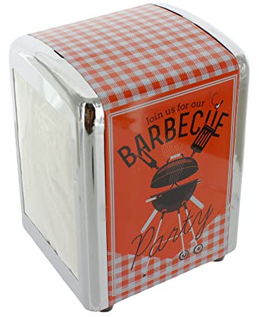 Serviettenspender Serviettenhalter mit Diner Retro-Design, ca. 14 x 10 cm, inkl. 60 Servietten (Barbecue Party)