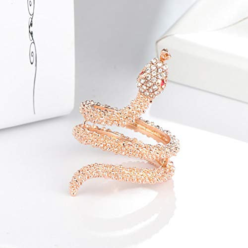 Wdhybwcx Tier Schmuck Mode Rose Gold Schlange Ringe für Frauen Schwermetalle Punk Bergkristall Ring Vintage Jewelry-7,Z0027