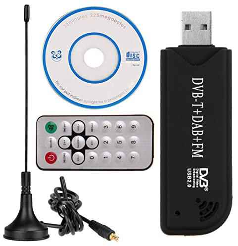 RIWPKFH IR-Fernbedienung, digitaler Satelliten-USB-TV-Stick DAB FM DVB-T RTL2832 FC0012 SDR RTL-SDR Dongle Stick Digital TV Tuner Receiver