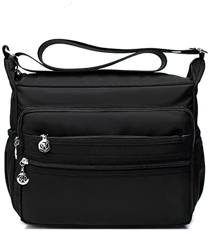 LassZone Women's Crossbody Bag Multi-Pocket Handbag Waterproof Shoulder Bag Travel Tote Bag Casual Messenger Bag Large Capacity Ladies Nylon Purse