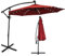 KOMFOTTEU Parasol Déporté avec LED, φ300 cm, Parasol de Jardin, Support et Rotation à 360 °, Parasol Inclinable, pour Terrasse, Piscine, Café, Hauteur intérieur de 230 cm (Rouge)