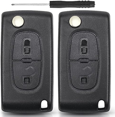 Alppihym Boîte à clés de Voiture à 2 Boutons, Compatible avec Les modèles Peugeot et Citroën – 207, 307, 308, 407, 607, 807, C2, C3, C4, C5, C6, C8, DS3, DS4 – Offre Protection et Style. (Lot de 2)