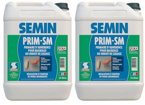 Semin Primaire d'Adhérence pour Enduit de Lissage Prim SM - Intérieur/Extérieur - Bidon 25 L (lot de 2)