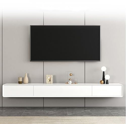 Lowboard Hängend TV Schrank Holz Fernseher Tisch Modern TV Board Mit Schubladen Fernsehschrank TV Möbel Wohnzimmer (Color : Wit, Size : 160cm)