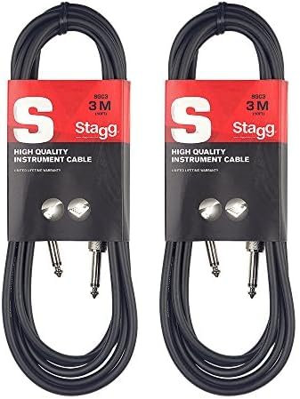 Stagg Hochwertiges Instrumentenkabel Klinke auf Klinke 3 Meter (Packung mit 2)
