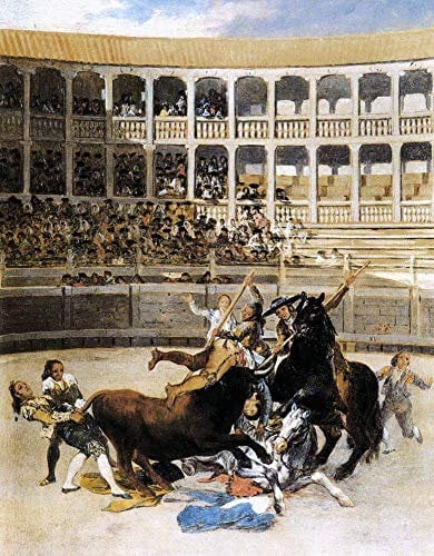 Pintura al óleo hecha a mano por profesores universitarios - Arte de pared de 14 Goya - Picador atrapado por la corrida de toros Francisco Goya - Pintura famosa sobre lienzo - Tamaño 2