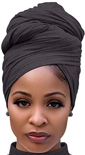 DRESHOW Haarwickel für Schwarze Damen Schal Turban Langes Haar Kopfwickel Schal Kopftuch Weiche Stirnband Schals Gap