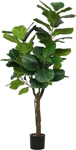 Aartificial Plants Indoor Fiddle Leaf Fig Tree Faux Plant Indoor, Home Decor Artificial Plant For Living Room House Office Floor Plant (Size : 4FT)
