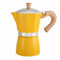 European Style Coffee Pot with Wood Grain Handle, Turkish Coffee Maker Mocha Pot, Espresso Percolator Stovetop Moka Pot for Electric Stove, Outdoor Portable Coffee Making Tools ( Color : Yellow , Size