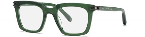 Philipp Plein VPP115M 0G61 Verde Trasparente Lucido Eyewear Man Acetate, Square, 51