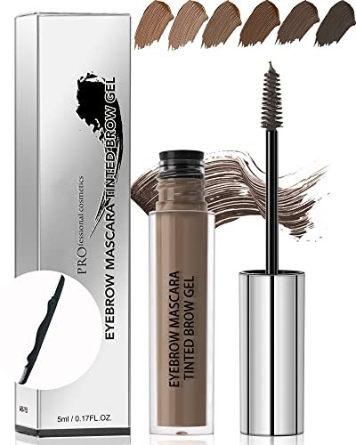 Eyebrow Gel, Waterproof Tinted Eye Brow Gel, Long Lasting Transfer-proof Eyebrow Glue,Semi-Permanent Eyebrow Filler,Volumizing Enhance Brow Mascara Tinted, Eye Makeup for Women,With Brow Tool-06 Ebony