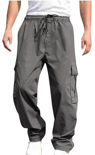 2024 Herren Cargohosen im Ausverkauf Freizeit Arbeitskampf Baumwollhose elastische Taille Kordelzug lockere Passform mehrere Taschen gerades Bein Outdoor Camping