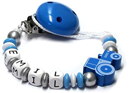 Schnullerband für Kinder in verschiedenen Variationen (Traktor mittelblau)