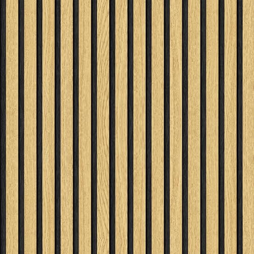 Papier peint autocollant à rayures imitation bois (jaune noir, 44,5 x 998,2 cm)