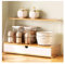 Dxcaicc Storage Cabinet for Countertop Kitchen,Wooden Kitchen Counter Organizers with Acrylic Door,Kitchen Spice Condiment Pantry Sideboard,Dish,Bread,B