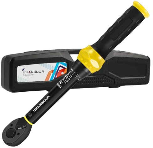 Uharbour Drehmomentschlüssel 6,35 mm (1/4 Zoll), 3-25 Nm, für Fahrrad, 0,1 Nm-Mikroeinstellung mit Verriegelung, ±3 %-Fehlergenauigkeit, bidirektional, mit 72 Zähnen