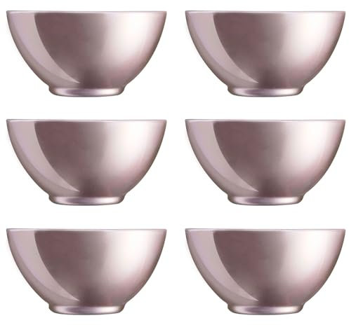 Acan Tradineur - Pack de 6 Boles de Vidrio Opal, Cuenco, tazón para Desayuno Extra Resistente, postres, Aperitivos, Apto para lavavajillas y microondas (Plateado - 50 cl - 13,2 x 6,8 cm)