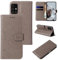 LBH Handy Hülle für Samsung Galaxy A71 Case Handytasche Schmetterling Blumen Flower Standfunktion Schutzhülle Magnet Rundum Schutz 360 Grad Flipcase Cover Grau