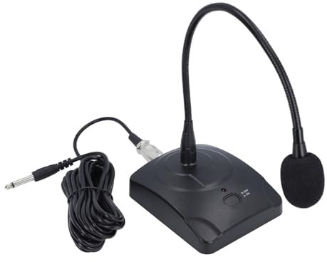 Microfono a Collo di Cigno da Tavolo, Microfono Cardioide a Condensatore da Tavolo con Tubo Flessibile da 360 Gradi con Riduzione del Rumore, Base Robusta, Suono Chiaro per Sala