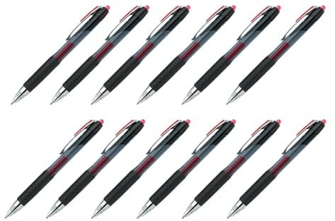 FABER-CASTELL 205219 - Gelschreiber uni-ball Signo, 12 Tintenroller, Schreibfarbe rot, 0,4 mm Linienbreite