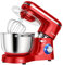 Aumate Robot Pâtissier, Robot de Cuisine Professionnel 1400 W 6,2 L, Robot Pétrin avec Fouet, Batteur et Crochet Pétrisseur, 6+P Vitesses (Rouge)