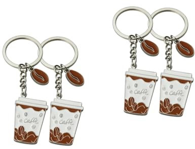 GALPADA 4pcs Creative Coffee Cup Keychains Hanging Pendant Key Ring for Coffee Lovers and Special Occasions
