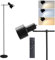 lampadaire sur pied salon, lampadaire noire 15W métal, lampe salon 3 couleurs et 5 luminosités pour les yeux, lampe sur pied pour lire, travailler et jouer (avec ampoule - télécommande - prise UE)