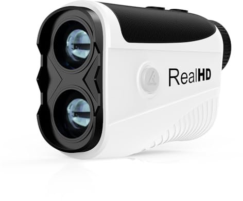Real HD Telémetro de golf con pendiente, 1,200 yardas, aumento 7X con imán, vibración de bloqueo de bandera, telémetro láser recargable para caza